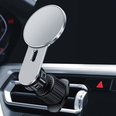 an image of a car dashboard with a phone holder