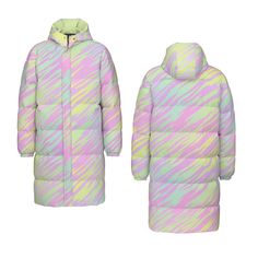 Pastel Gradient Zebra Aesthetic Unisex Long Puffer Jacket - Etsy