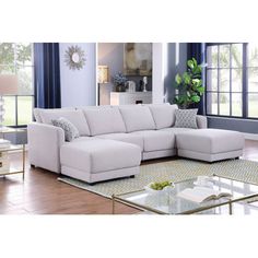 a living room scene with focus on the sectional sofa