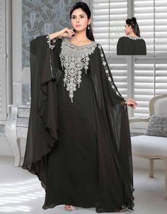 Mashallah! ❤️ Kaftan Dresses Sparkling Shop Now : https://bit.ly/3woyocZ Buy online @ $194.95 #kaftangown #kaftannearme #kimonokaftan #pakistanikaftandress #beadedkaftan #dubaikaftandress #arabicattire #caftan Arabian Kaftan, Modern Kaftan, Abaya Noir, Black Kaftan, Muslim Dresses, Royal Wedding Dress, Kaftan Maxi Dress, Utsav Fashion, Muslim Dress