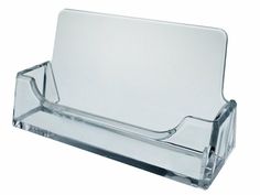 a clear glass business card holder