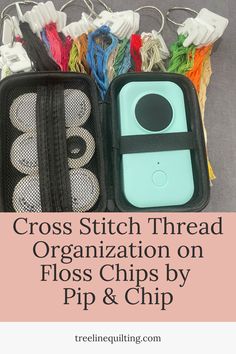 Cross Stitch threads organized on floss chips by Pip and Chip.