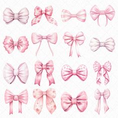 the pink bows are all different sizes and colors