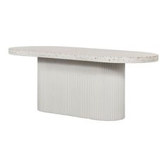 a white table with a curved top on a white background and no people around it