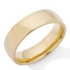 a yellow gold wedding ring on a white background