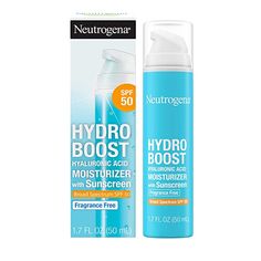 Neutrogena Hydro Boost Hyaluronic Acid Facial Moisturizer with Broad Spectrum SPF 50 Sunscreen, Daily Water Gel Face Moisturizer to Hydrate & Soothe Dry Skin, Fragrance-Free, 1.7 fl. oz Body Care Aesthetic, Skin Care Must Haves, Gel Face Moisturizer, Serum For Dry Skin, Hydrating Facial