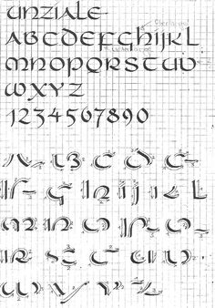 some type of writing that has been drawn in black ink on white paper with numbers and letters