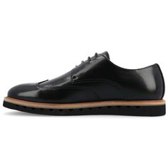 Introducing the Evander derby shoe from Vance Co., a seamless fusion of style and comfort with its 1-inch heel, lace-up closure, and classic round toe design. Crafted from faux leather this style offers a fashionable choice for various occasions. The mesh lining, 6 mm Tru Comfort Foam™ footbed, and rubber outer sole ensure breathability, comfort, and support, making the Evander a versatile and conscious addition to your footwear collection. Leather Oxfords For Derby, Casual Plain Toe Oxfords For Semi-formal Wear, Casual Plain Toe Oxfords For Semi-formal Occasions, Casual Low-top Dress Shoes For Semi-formal Events, Semi-formal Lace-up Shoes With Perforated Toe, Derby Plain Toe Oxfords With Contrast Sole, Oxfords With Stitched Sole And Plain Toe, Plain Toe Oxfords With Stitched Sole For Derby, Classic Lace-up Cap Toe Shoes With Contrast Sole