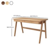 an image of a wooden desk with measurements