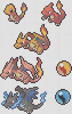 cross stitch pattern with different designs on it