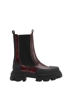 The cleated heeled mid chelsea boot in black and dark burgundy by ganni is a chunky cleated boot featuring elastic panels toe cap details and pull tabs.    title tag  ganni light cleated mid chelsea boot brushed | showroom    age group  adult    gender  female    condition  new    custom product  false    age group  adult    gender  female    condition  new    color  black/burgundy    custom product  false Boot Brush, Dark Burgundy, Ankle Heels, Sea Ny, A Perfect Circle, Womens Size Chart, Chelsea Boot, Dark Black, Gender Female