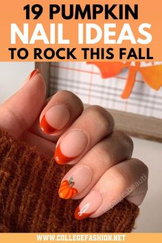 Pumpkin Nail Ideas, Textured Nails, Pumpkin Nail Designs, Nail Shapes Square, Pumpkin Nail Art, Elegant Touch Nails, Autumn Spirit, French Manicures