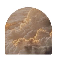 an image of clouds in the sky taken from inside a round window with a white background