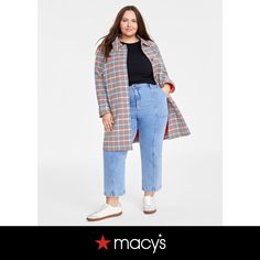 in stock Car Coat, Trendy Plus Size, Plus Size Outfits, In Store, Buy Online, Plaid, Plus Size, Clothes For Women, Long Sleeve