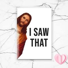 a greeting card with the image of jesus on it, and i saw that heart