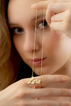 14k 18k 10k Solid Gold  Handwriting Name Necklace, Necklace with Custom Name for Women, Personalized Name Jewelry, Christmas Gift for Her FEATURES• Solid Gold (real gold, not gold plated or gold filled material)• Gold Karat: 10K (417) - 14K (585) - 18K (750) (optional)• Pendant Height: 0.35 Inches (0.90 cm)• Pendant Width: depending on the text• Available Gold Color: Yellow gold, rose gold and white gold (optional)Wholesale requests are welcome.Our gold necklaces are perfect choice for a Christm Gold Nameplate Necklace In Fine Jewelry Style, Fine Gold Nameplate Necklace, Luxury 14k Gold Name Necklace For Personalized Gift, Luxury Yellow Gold Name Necklace As Personalized Gift, Luxury Yellow Gold Name Necklace For Personalized Gift, Custom Name Yellow Gold Necklace As Gift, Personalized Yellow Gold Name Necklace As Gift For Her, 14k Gold Name Necklace For Her, Fine Jewelry Yellow Gold Name Necklace For Personalized Gift