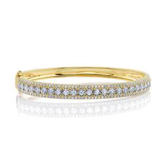 2.32ctw Diamond Bangle, Yellow Gold Sparkling Diamond Bracelet, Dazzling Diamond Bangle Bracelet With Pave Setting, Dazzling White Sparkling Diamond Bracelet, Dazzling Diamond Bangle With Brilliant Cut, Sparkling Dazzling Diamond Bracelet, Dazzling Sparkling Diamond Bangle Bracelet, Dazzling Diamond Sparkling Bangle Bracelet, Dazzling White Diamond Bangle, Diamond White Diamond Bangle With Pave Setting