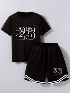 Tween Boy Sports Outfits 2pcs/Set, Summer, For Big Kids, Casual Digital Printed Set Black Casual  Short Sleeve Polyester,Knitted Fabric Geometric,Letter  Medium Stretch  Tween Boys Clothing, size features are:Bust: ,Length: ,Sleeve Length: Sports Outfits, Boys Set, Boys Clothing, Black Casual, Big Kids, Boy's Clothing, Sport Outfits, Boy Outfits, Cool Things To Buy