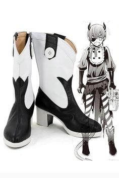 Black Butler Ciel Phantomhive Boots Cosplay Shoes – New Cosplaysky Cosplay Halloween Boots With Round Toe, Halloween Cosplay Boots With Round Toe, Black Round Toe Boots For Cosplay Events, Leather Boots For Halloween Cosplay, Gothic Round Toe Boots For Cosplay, Leather Boots For Cosplay, White Round Toe Boots For Cosplay, Black Butler Cosplay, Hot Costume