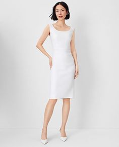 Elevate your wardrobe with the Ann Taylor Scoop Neck Sheath Dress, a piece that blends classic charm with modern sophistication. Perfect for warm weather, this dress features a crisp herringbone linen blend that ensures both comfort and style.

- **Size**: Regular - 10
- **Color**: White
- **Material**: 54% Linen, 29% Polyester, 15% Viscose, 2% Spandex; Lining: 100% Polyester
- **Gender**: Female
- **Features**: Sleeveless, scoop neck, hidden back zipper with hook-and-eye closure, back vent, ful Female Features, Linen Sheath Dress, Elegant White Dress, Ann Taylor Petite, White Herringbone, Taylor White, Herringbone Pattern, White Material, Scoop Neckline