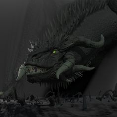 an image of a dragon with green eyes