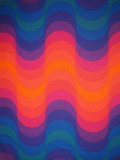 an orange and blue wave pattern with red, green, purple, and pink colors