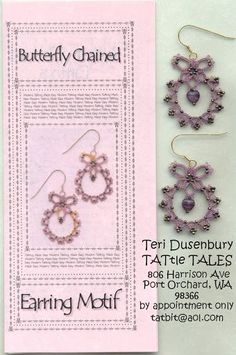 the pattern for earrings is shown with instructions to make them