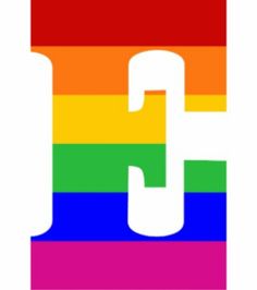 the letter h is made up of rainbows and white letters on a white background