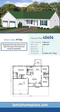 the floor plan for a house with two garages and one living room in it