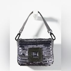 Anthropologie Bibi Lou Baku Shoulder Bag Size 6” By 7.5” By 2” Party Shoulder Bag With Silver-tone Hardware, Evening Shoulder Bag With Gunmetal Hardware And Top Handle, Party Shoulder Bag With Gunmetal Hardware And Top Handle, Evening Crossbody Flap Bag With Gunmetal Hardware, Party Pouch Bag With Magnetic Closure, Party Pouch Bags With Magnetic Closure, Evening Pouch Bag With Magnetic Closure, Chic Rectangular Flap Bag With Gunmetal Hardware, Crossbody Evening Bag With Magnetic Closure For Party