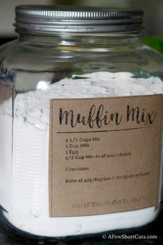 a glass jar filled with white stuff on top of a table