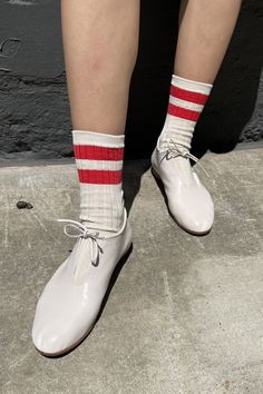 Bold stripe edition of Her Socks in Mercerized Combed Cotton. The perfect height, knit rib socks. Materials: 80% Cotton, 18% Poly, 2% spandex Care: Machine wash cold; tumble dry low; do not iron; do not bleach Size Info: One size fits most (US Women's Size 6-10) Size Guide | Shipping Policy Aesthetic Socks, Women Crew Socks, Doc Marten Oxford, Bold Stripes, Sustainable Clothing, Ladies Boutique, Ottawa, Girls Shopping, Vintage Denim