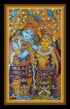 Kerla Murals, Mural Painting Kerala, Radhe Krishna Art, Amar Chitra Katha, Indian Traditional Paintings, Rama Krishna, Buddha Art Drawing