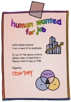 a poster with the words human wanted for job