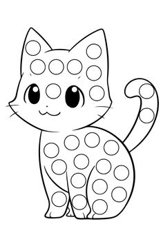 a cartoon cat with polka dots on it