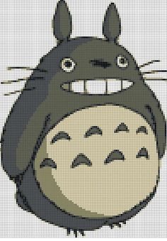 a cross stitch pattern with a totoro in the center and an open mouth