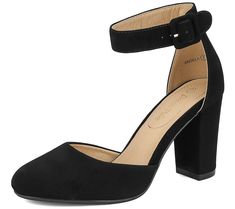 Strut with fashion-forward cred wearing this bodacious pump sporting an ankle-hugging design perched on a stacked block heel. From Dream Pairs. Vintage Pumps Shoes, Shoes For Women 2022, Going Out Shoes, Chunky Pumps, Dress Shoes For Women, Strap Sandals Heels, Work Outfit Inspiration, Vintage Pumps