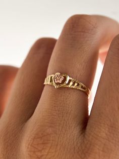 THE BLOOMING HEART RING Gold Rings Mexican, Quince Rings Gold, Rich Wishlist, Cutesy Jewelry, Promise Rings Gold, Pretty Promise Rings, Initial Ring Gold, Heart Ring Gold, Ruby Heart Ring