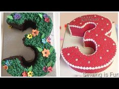 two cakes decorated to look like the number three