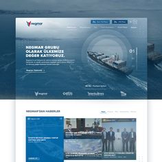 the website is designed to look like it has been built into an ocean with ships