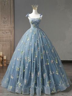 Strawberry Prom Dress, Fairy Gown Prom, Sage Green Ball Gown, Long Sweet 16 Dresses, Flower Ball Gown, Fairy Ball Gown, Fairy Ball, Fairy Gown, Green Ball Gown