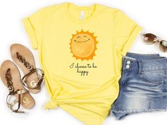 Positive affirmation T-shirt, Happy T-shirt, I choose to be happy, sun Unisex Jersey Short Sleeve Tee by KarenAndAlyCreations on Etsy I Choose To Be Happy, Choose To Be Happy, Art Adventure, Vacation Photo, Happy Sun, Beach Nature, Photography Summer, Design Tshirt, Choose Happy