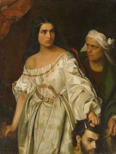 a painting of two women in white dresses