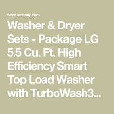 washer and dryer sets - package lg 55 cu ft high efficiency smart top load washer with turbowasher