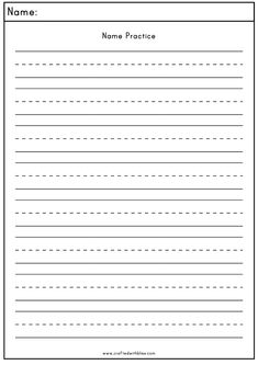 lined paper with lines and dots in the center for writing name worksheet printable