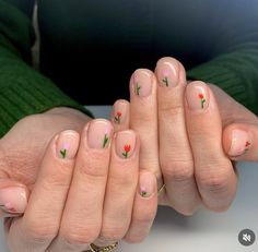 Tulip Nails, May Nails, Hello Nails, Floral Nail Designs, Floral Nail, Minimal Nails, Blush Nails, Nail Swag, Funky Nails