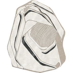 a drawing of a white and brown object with lines on it's surface, in the shape of a hexagon