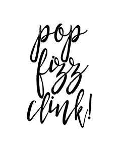 the words pop fizz drink are drawn in black ink