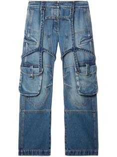 4500 OFF-WHITE CARGO OVER PANTS Off White Jeans, Jeans Cargo, Wardrobe Design, Leather Cap, Women Cargos, Cargo Jeans, Women's Wardrobe, Indigo Blue, Denim Pant