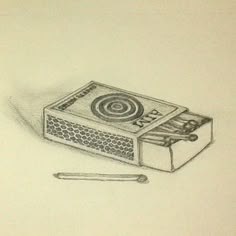 Man-made object/matchbox drawing and pencil shading or rendering Everyday Objects Drawings, Object Drawing For Elementary Exam, Matchbox Sketch, Man Made Objects Drawings, Objects To Sketch, Easy Object Drawing, Drawing Ideas Objects, Object Drawing Simple, Matchbox Drawing